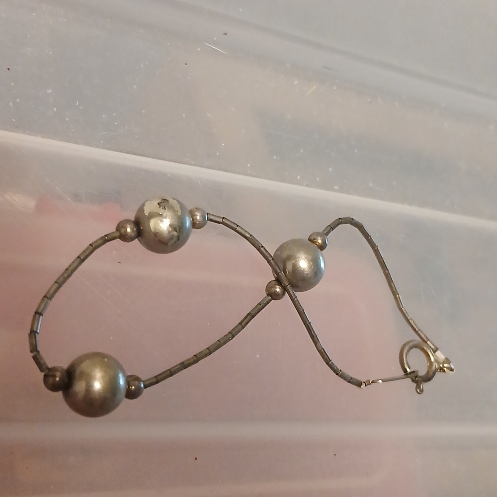 Vintage Jordan Sterling Liquid Silver Ball Bead Bracelet 7.5"
